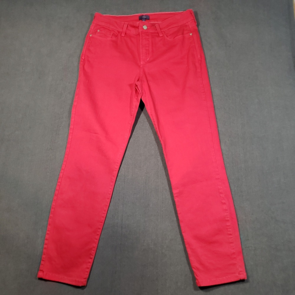 NYDJ Ankle Pants Womens 8 Red Lift Tuck Technology Stretch Cotton Blend